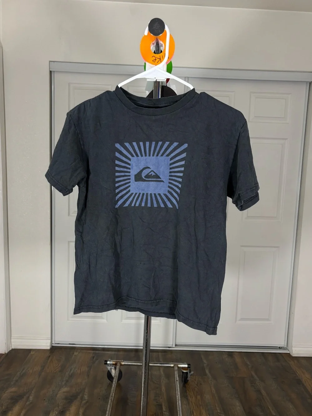 Quiksilver Black Short-Sleeve Tee with Blue Sunburst Logo